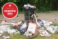 An overflowing trash can in FDR Park during the Philadelphia coronavirus crisis.