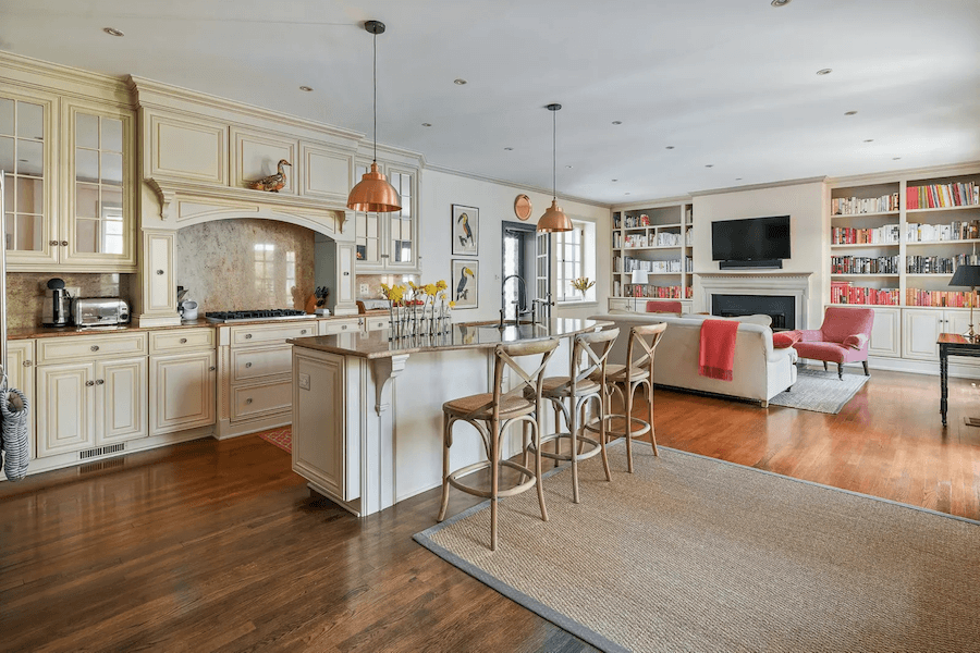 kitchen and family room