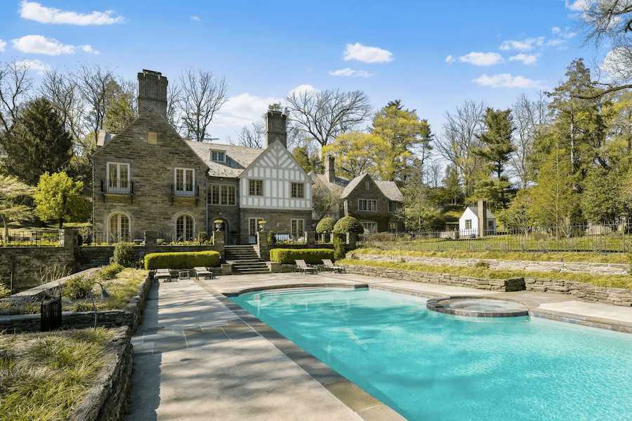 pool and rear elevation