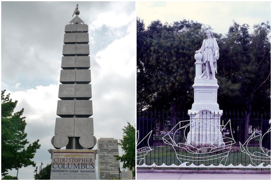 a christopher columbus monument in philadelphia and a christopher columbus statue in philadelphia