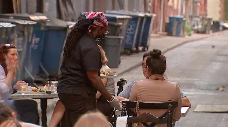6abc on the scene of Bar Bombon during a segment on outdoor dining rules in Philadelphia