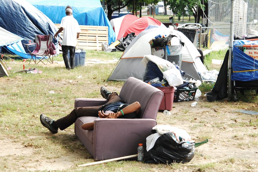 a view of the parkway encampment in philadelphia