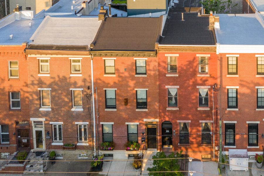 hawthorne renovated row house for sale exterior front aerial view