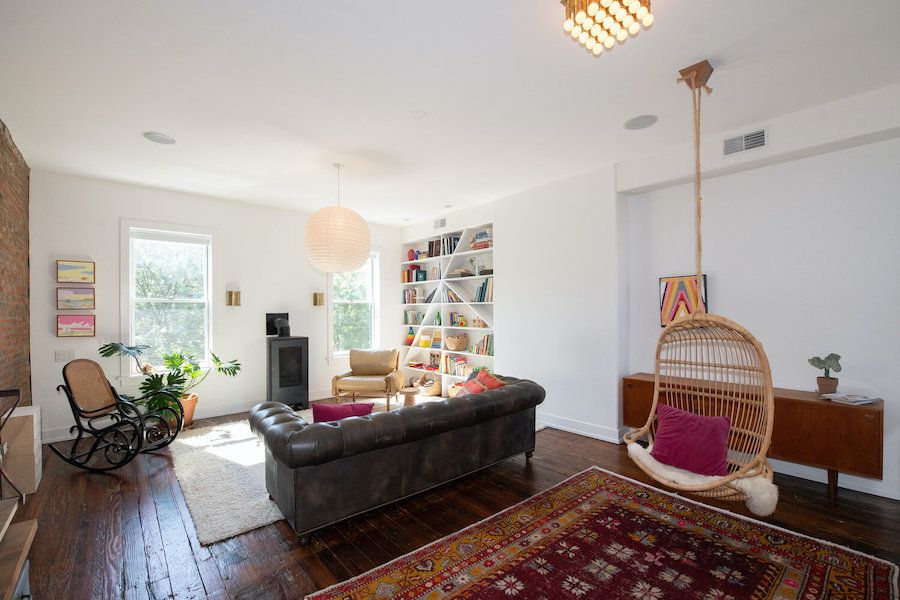 hawthorne renovated row house for sale living room