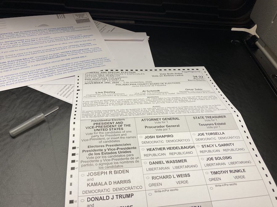 an official Pennsylvania mail-in ballot