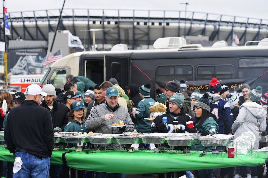 eagles fans tailgating in Philadelphia, something they won't be allowed to do this season