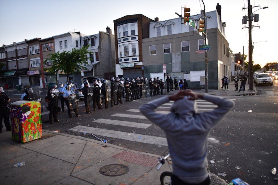 philly police on 52nd street during protests in West Philadelphia on May 31st