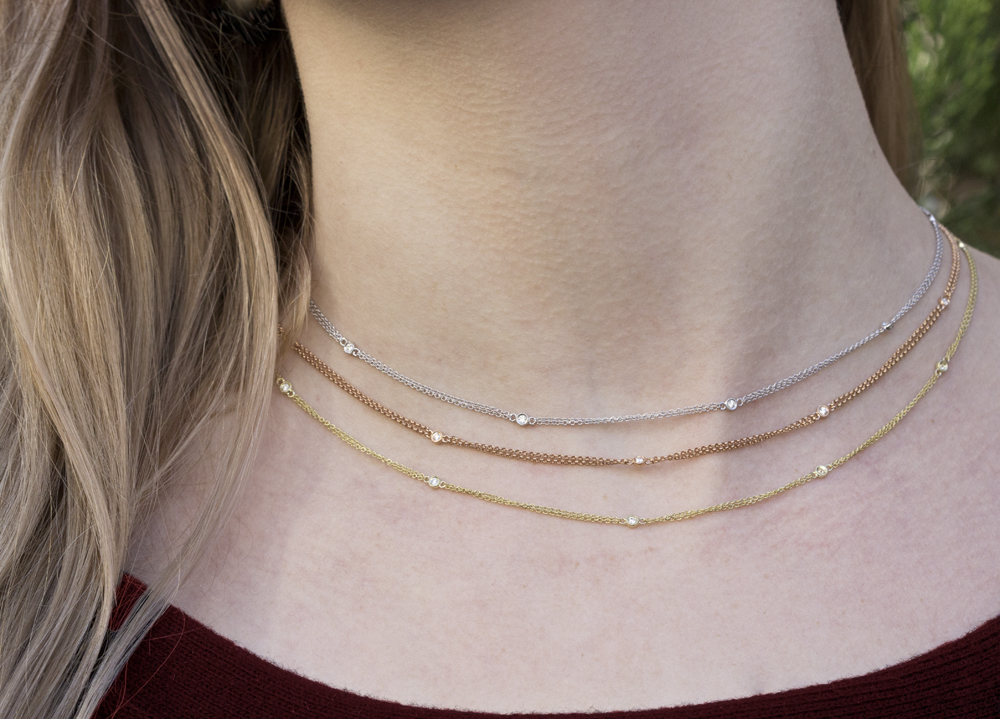 Harry Merrill Double Chained Diamond Bezel Necklace