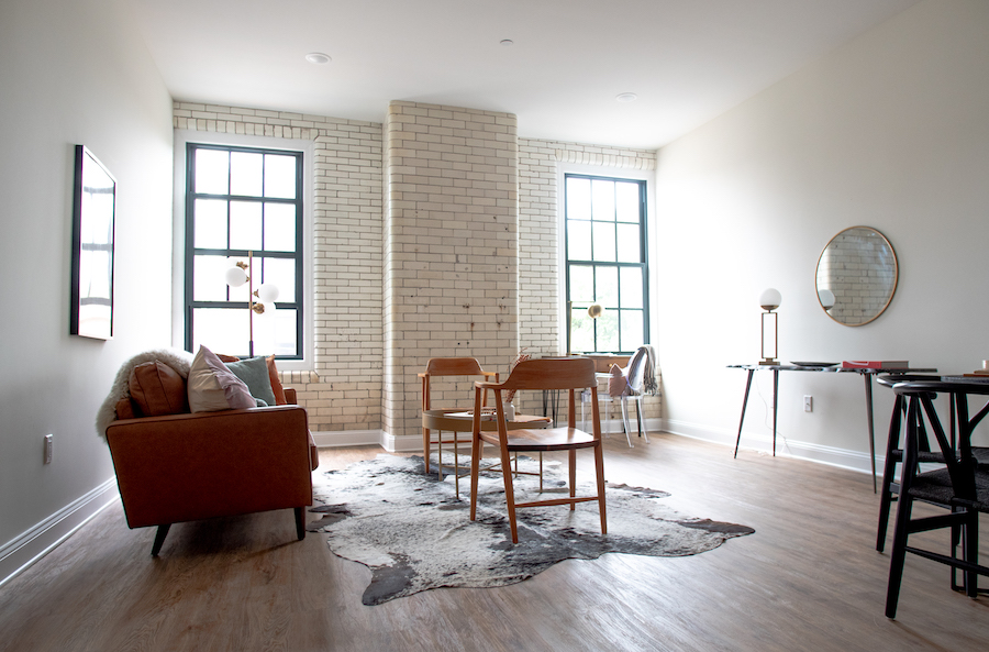 model apartment living room