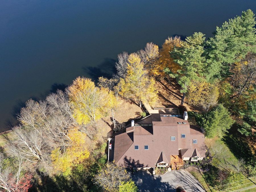 house for sale Lake Naomi contemporary aerial view