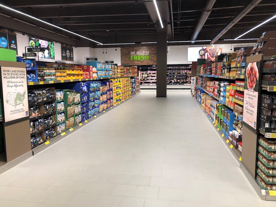 interior aisle in the Aldi