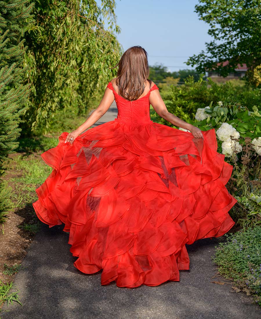 Red formal gown