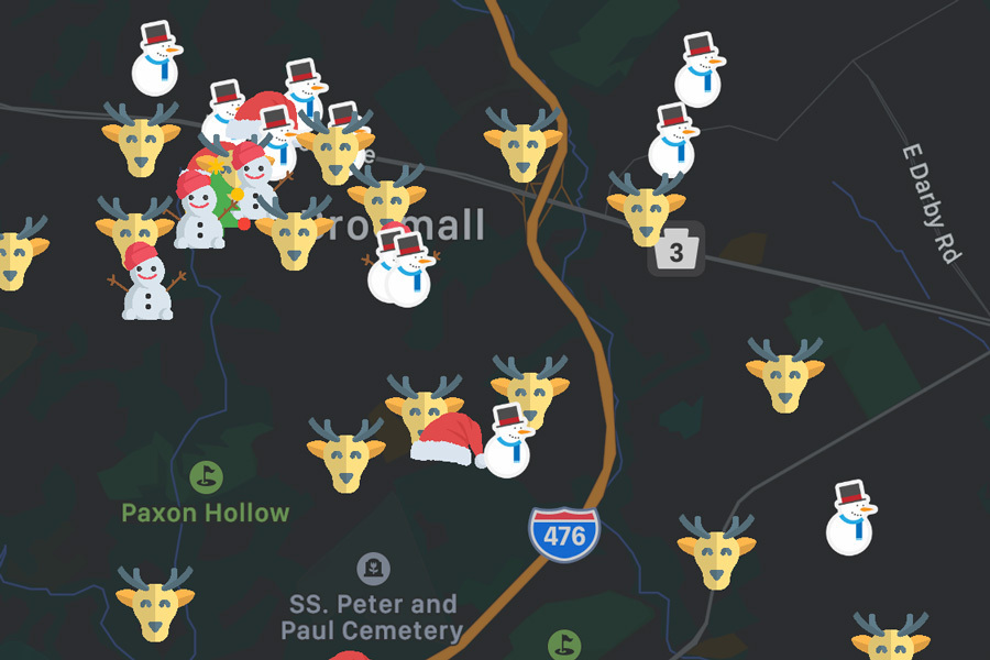 a screenshot of holiday lights near philadelphia from the new app christmasprism, which allows you to find holiday light displays in your area