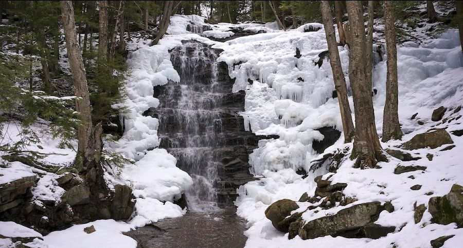 buttermilk falls in winter