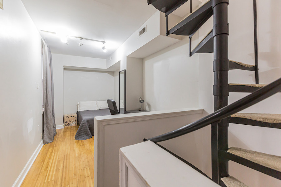 second-floor bedroom/living room