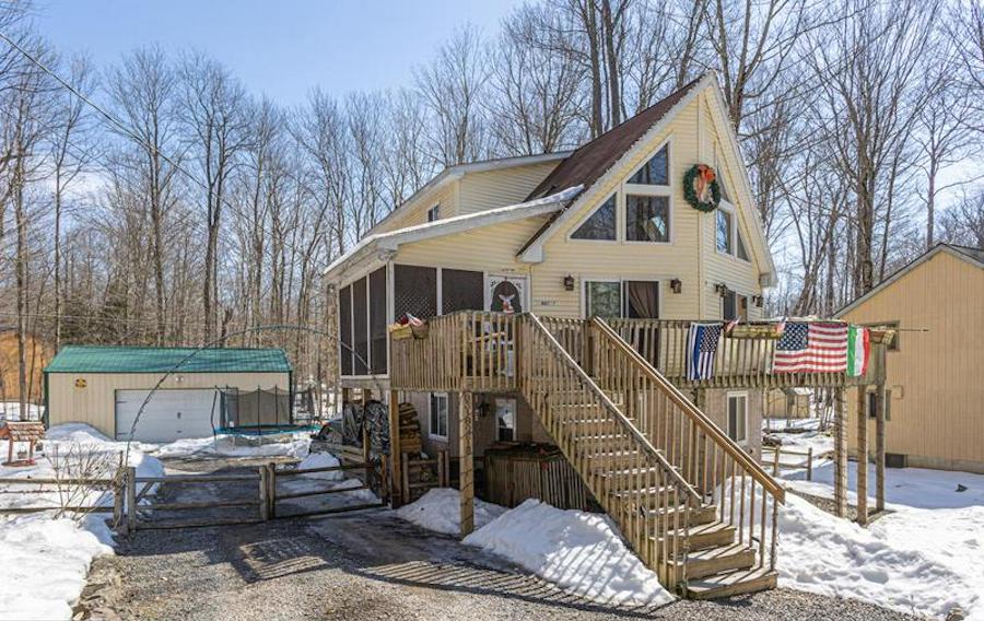 house for sale Pocono lake contemporary chalet exterior front