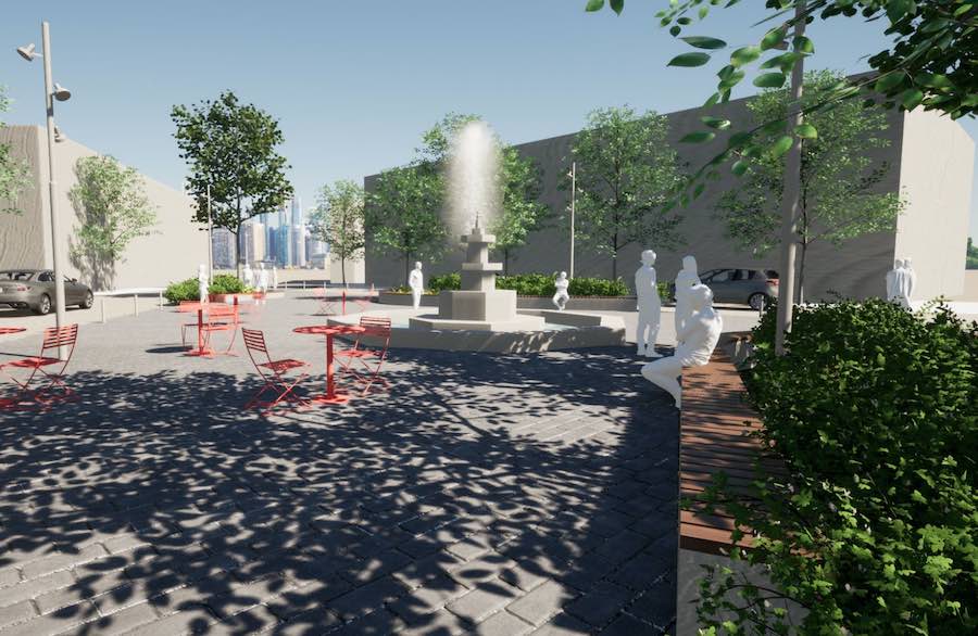 a rendering of the proposed south philly singing fountain redesign