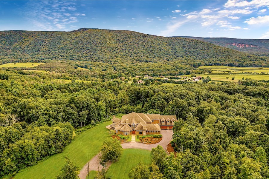 house for sale New Ringgold estate aerial view with hawk mountain