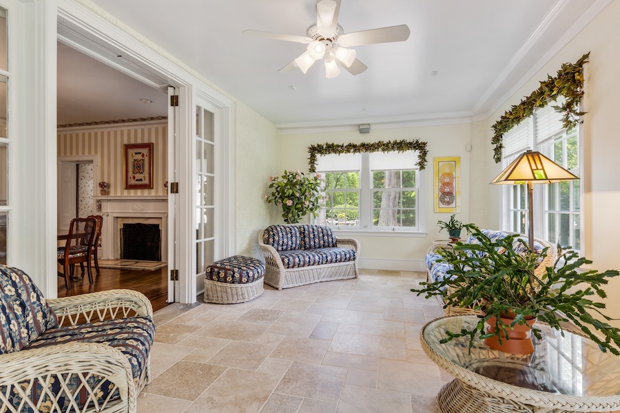 house for sale Horace Trumbauer Wyncote colonial sunroom