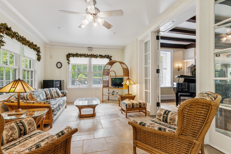 house for sale Horace Trumbauer Wyncote colonial sunroom