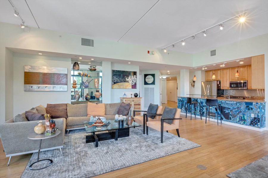 living room and kitchen