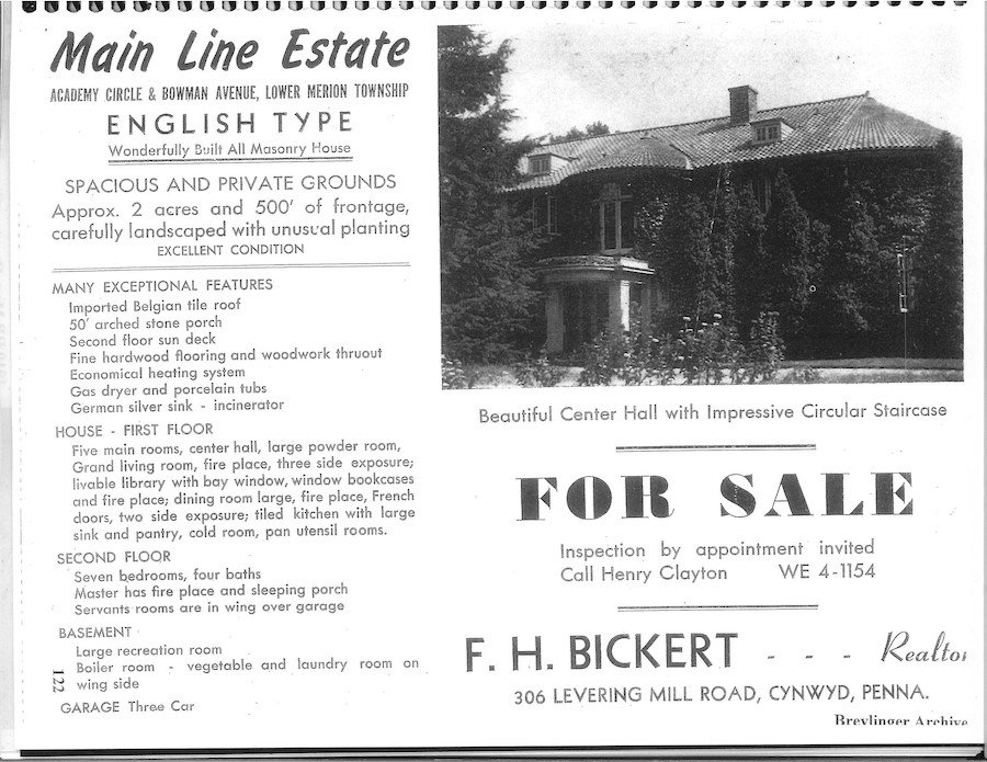 house for sale Merion Station Italianate for-sale ad from the 1950s
