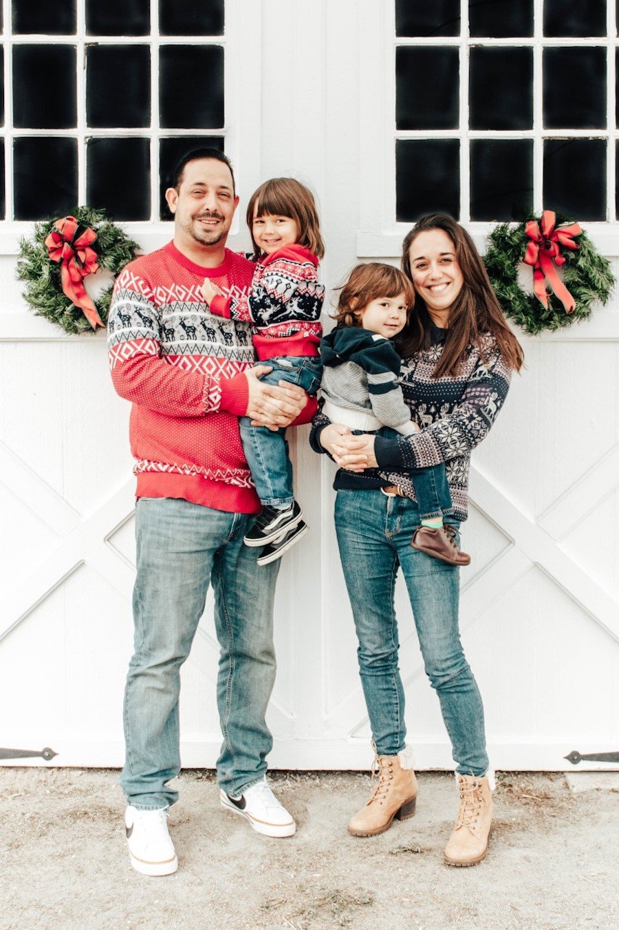 christmas lights app developer mike kane and family in their 2021 holiday photo