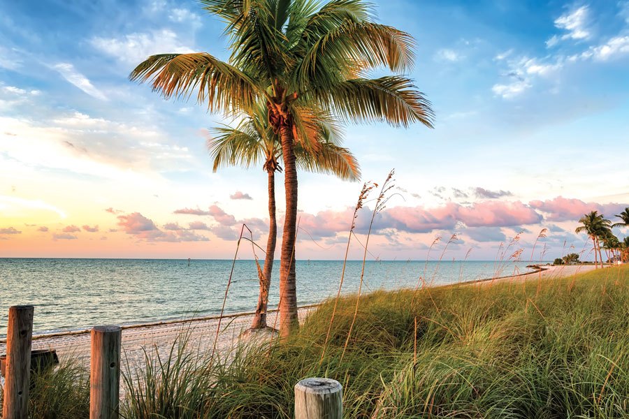 Sunrise on Smathers Beach on Key West.