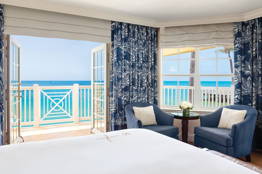 An oceanfront king room at Southernmost Beach Resort.