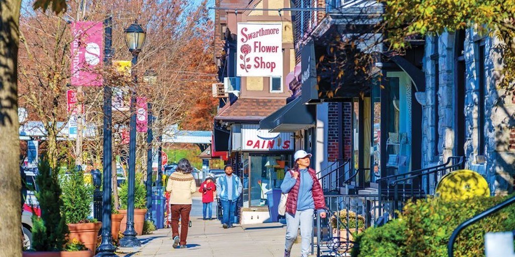 downtown swarthmore walkable neighborhood philadelphia