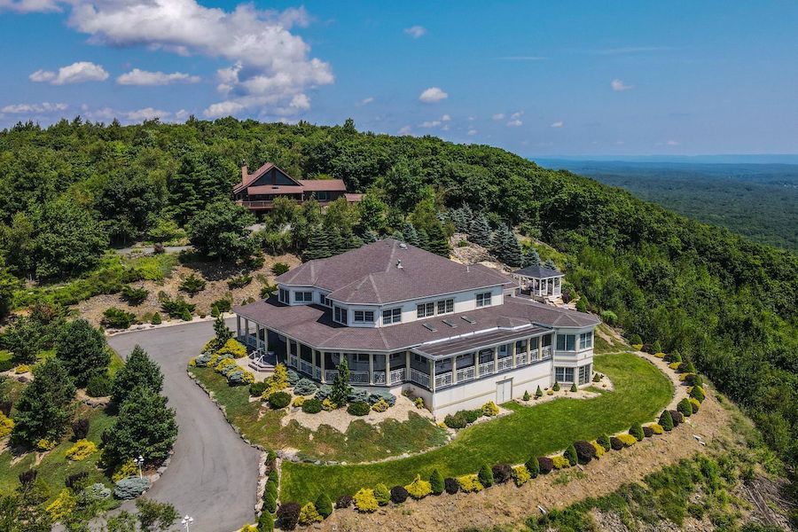 house for sale effort mountaintop mansion aerial view