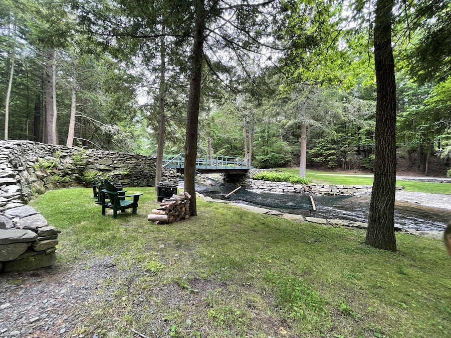 house for sale shohola hunting lodge front yard creekside seating area