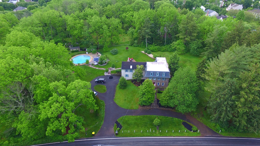 house for sale harleysville french-style farmhouse aerial view