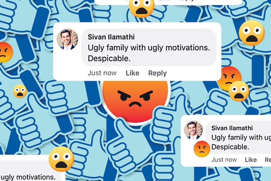 A Facebook comment made by Philadelphia real estate agent Sivan Ilamathi in which he insulted the family of Ori Feibush