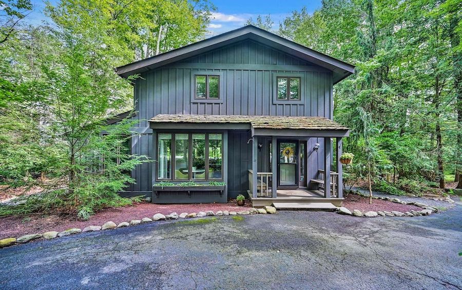house for sale lakefront pocono pines contemporary front entry