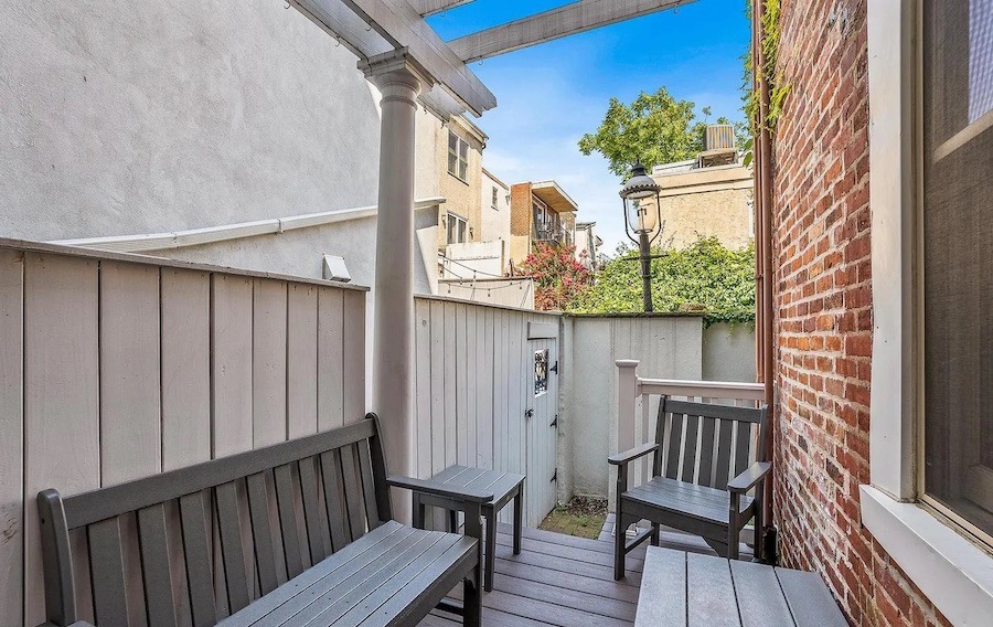 house for sale society hill historic townhouse rear patio deck