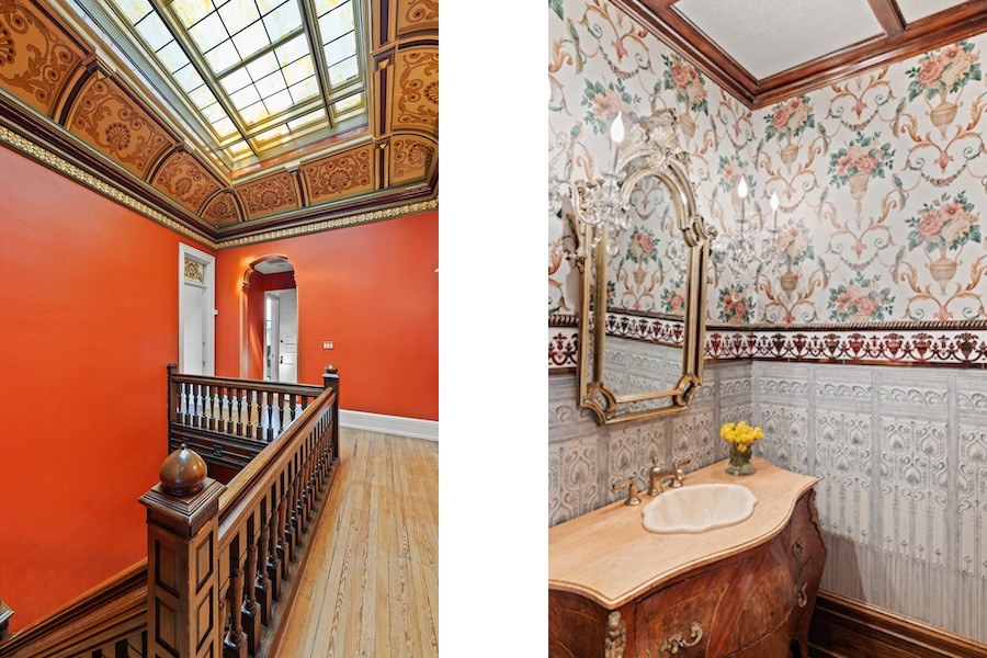 stair hall and powder room