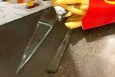 one of the shards of glass angela greene claims she found inside her granddaughter's Happy Meal from the McDonald's in Upper Darby, Pennsylvania
