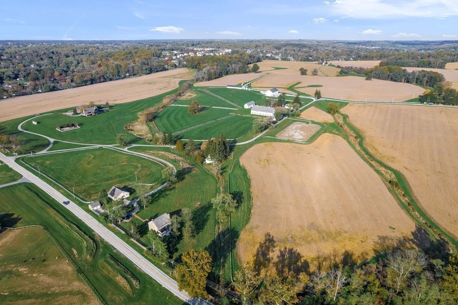 aerial view of farm lots for sale