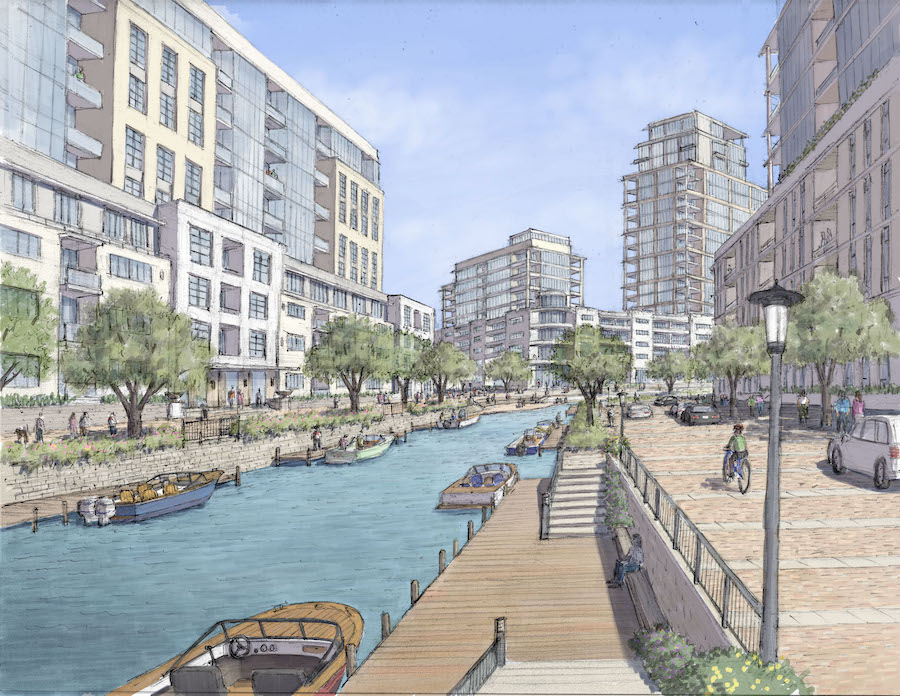 rendering of canalside street