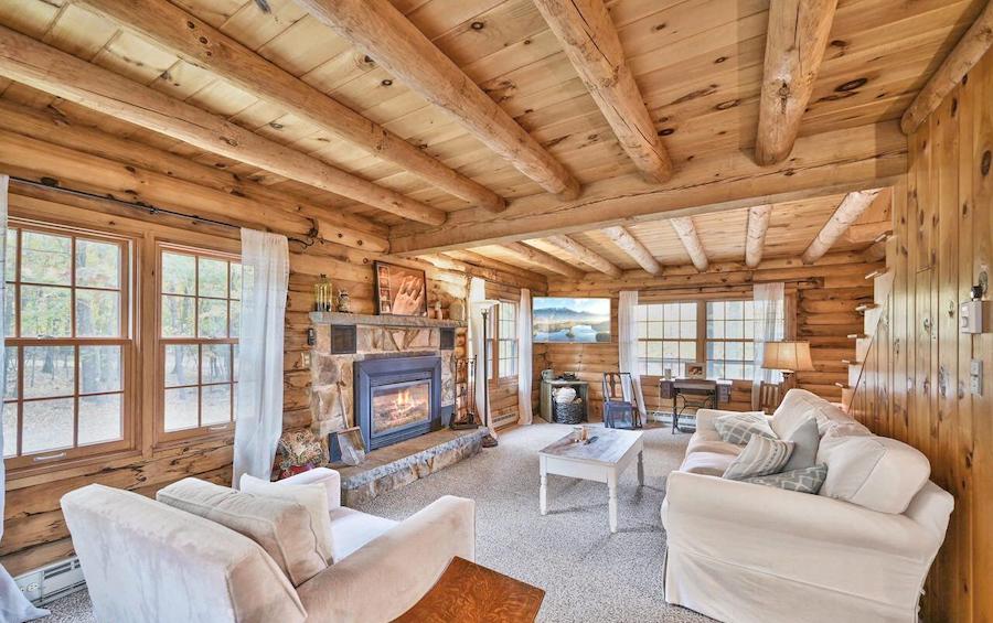 house for sale lakeville log cabin living room