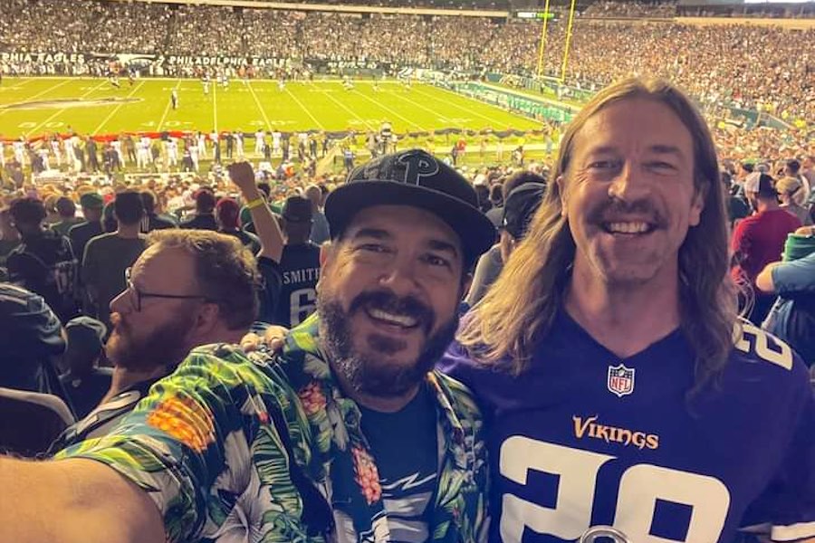 a philadelphia eagles fan and a vikings fan, who thought he was going to get beat up by Philadelphia Eagles fans at a monday night football game