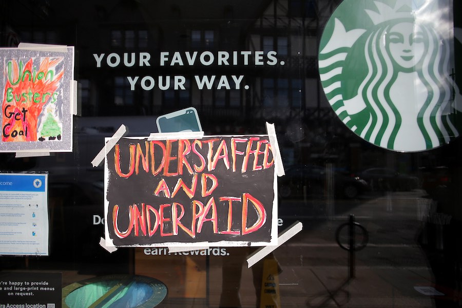 a sign at a previous starbucks strike