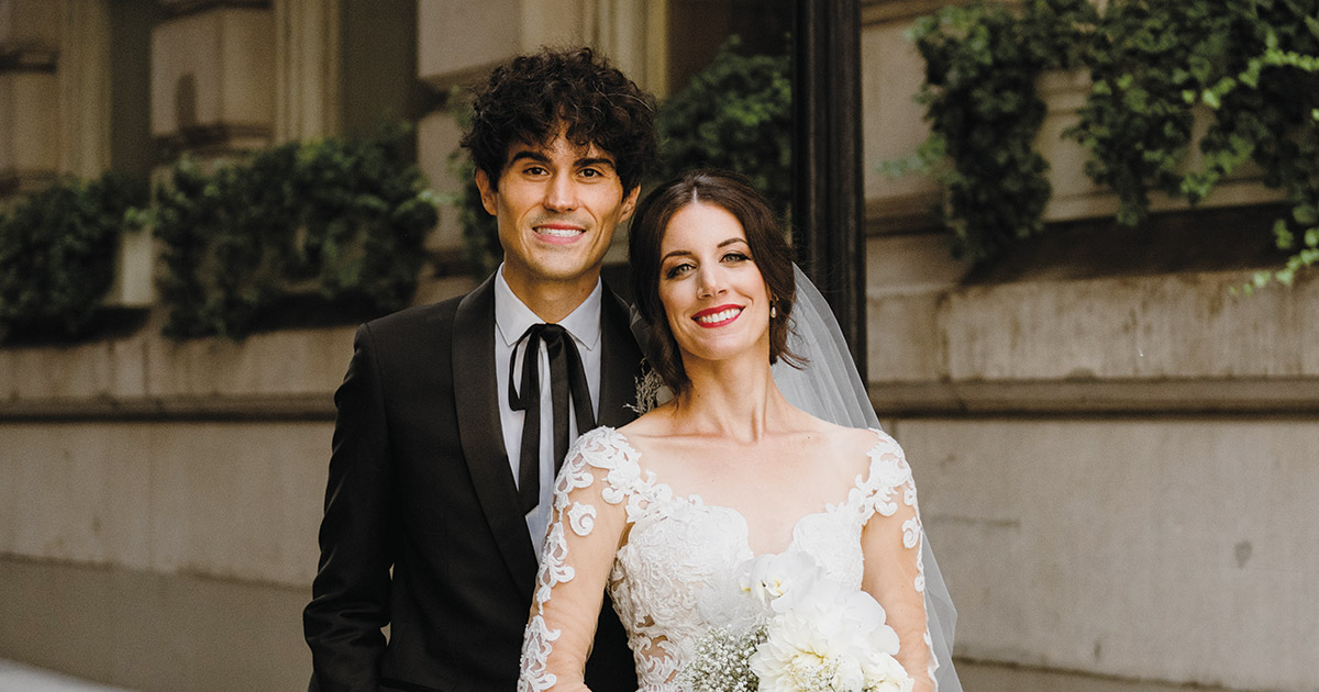 The Sculpture Courtyard Wedding of a Cat-Loving Couple