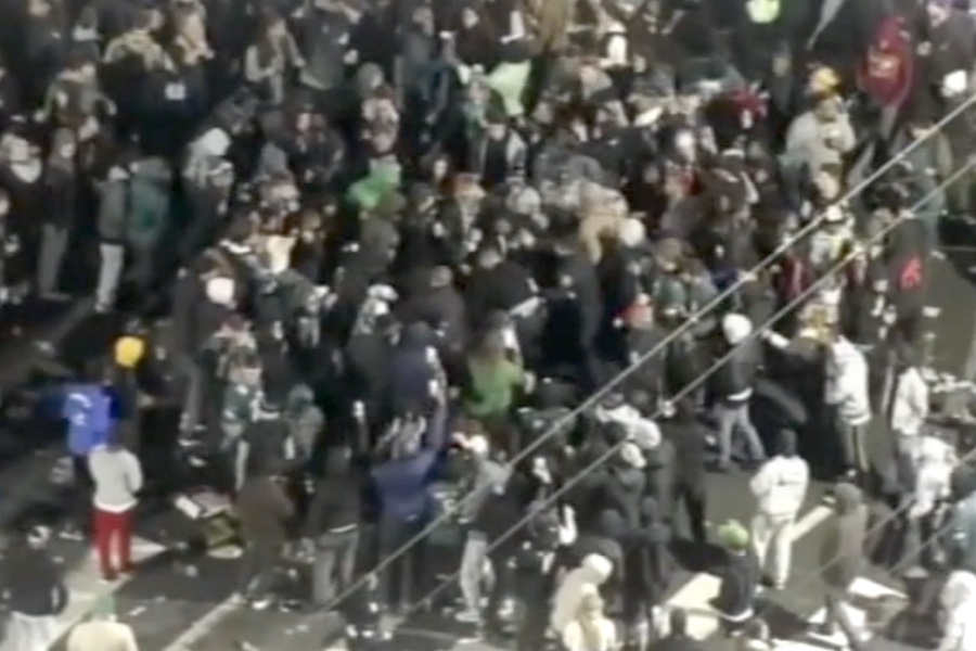 chopper 6 captures images of some of the mayhem that unfolded among Eagles fans, some of whom were arrested