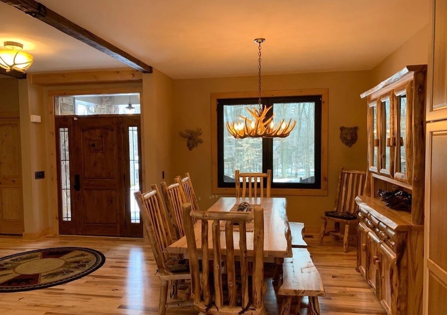 house for sale lake naomi new construction rustic dining room