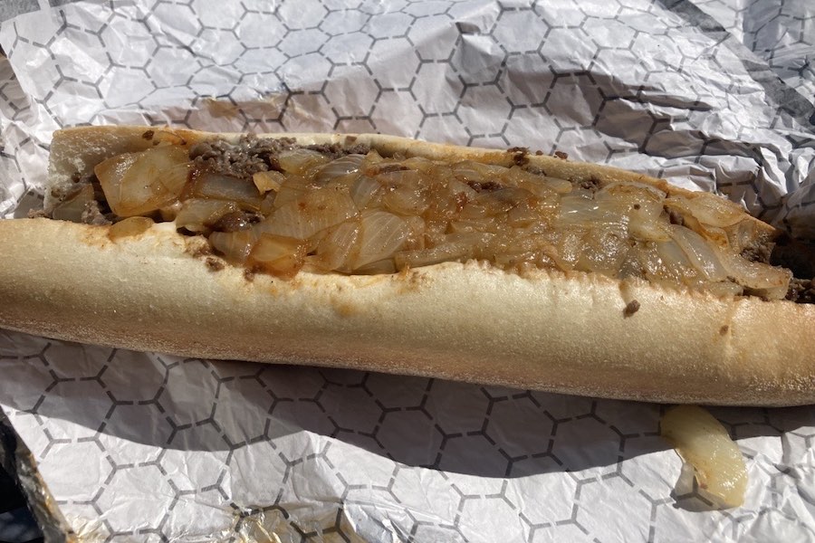 a cheesesteak at Dalessandro's, home of the best Cheesesteak in Philadelphia according to the Philadelphia Inquirer's best cheesesteak contest