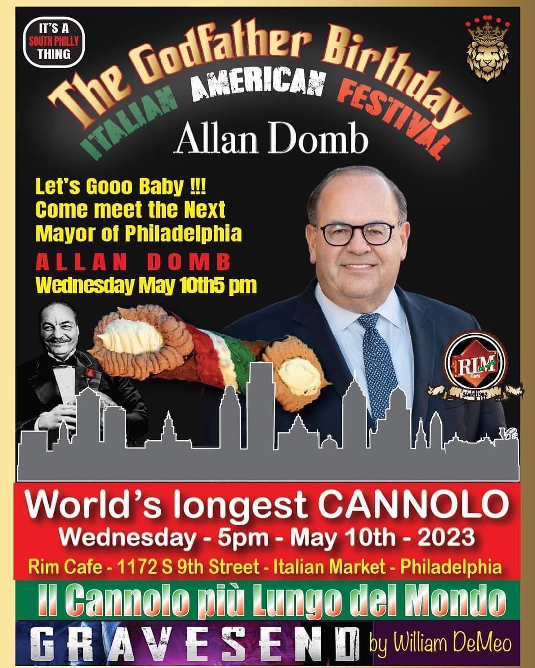 allan domb and the world's largest cannoli ad