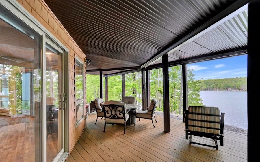 house for sale lake ariel lakeside contemporary lower-level deck
