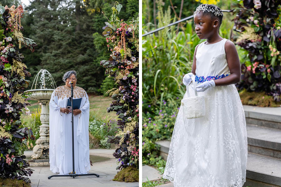 officiant and flower girl